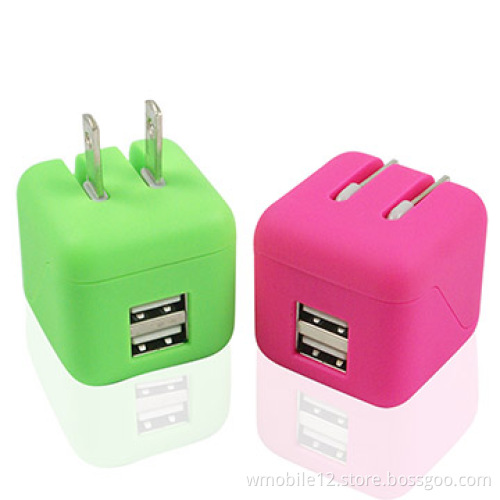 Dual Ports Universal Mobile Phone Charger, usb cell phone chager with Foldable Plug